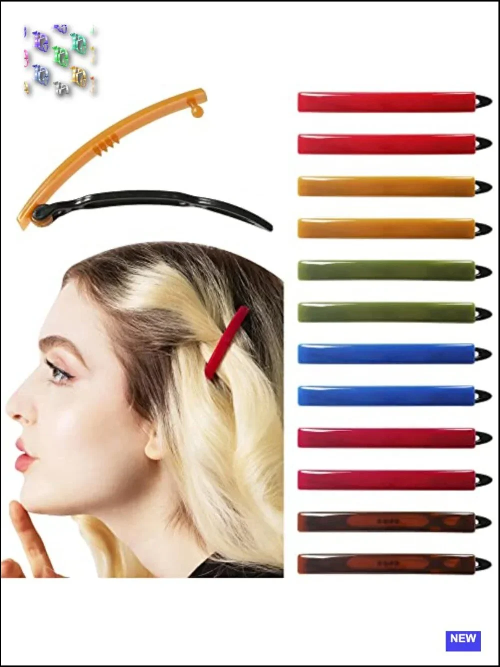 12pcs Non-Metal Hair Barrettes Set for Thick Fine Hair, Handmade Snap Hairpin